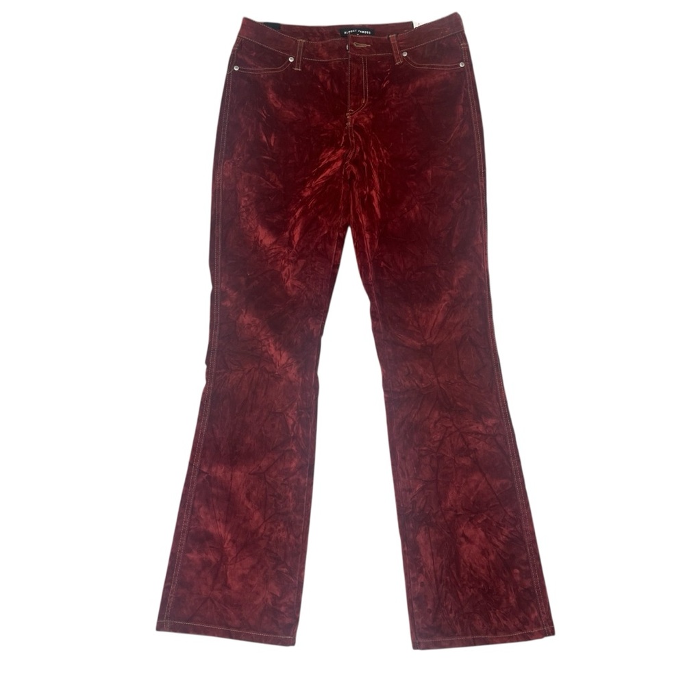 NWT  Red Velvet Flare Pants by Almost Famous Front Faux Pockets Festive Sz 7